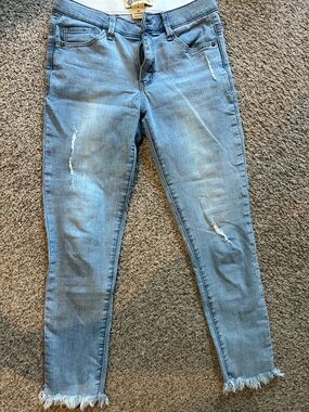 Democracy Light Blue Distressed Ankle Jeans